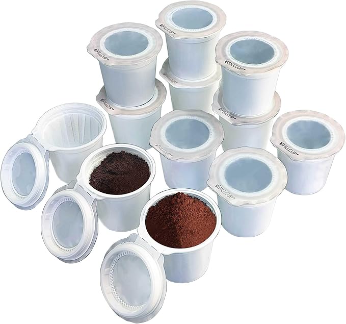 12 iFillCup Fillable K Cups - Ultrafine Filter for Sediment-Free Brew, Universal K Cup Brewer Compatibility, DeepBrew Filter Holds 50% More Coffee for Insanely Rich Brews (White)