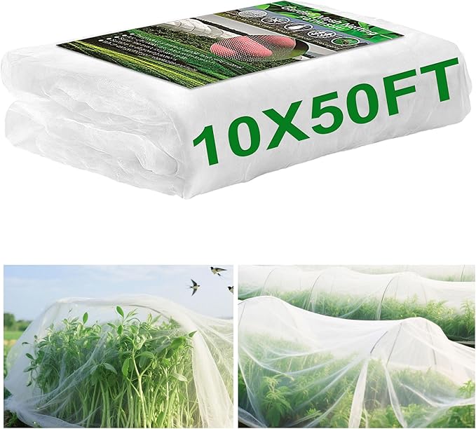 Garden Netting 10x50FT Ultra Fine Mesh Netting Bird Barrier Protection Vegetable Fruit Tree Bushes Plant Cover for Raised Bed