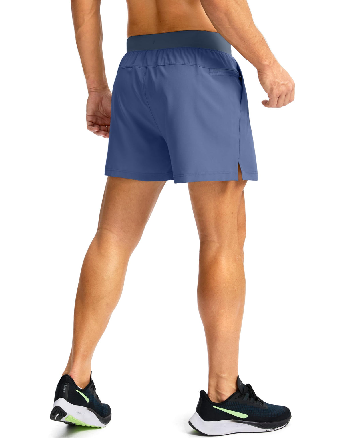 Soothfeel Men's Running Shorts with Zipper Pockets 5 Inch Lightweight Quick Dry Basketball Gym Workout Athletic Shorts for Men (Blue, L)