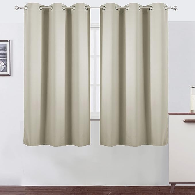 LEMOMO Light Beige Blackout Curtains 40 x 63 Inch Length/Set of 2 Curtain