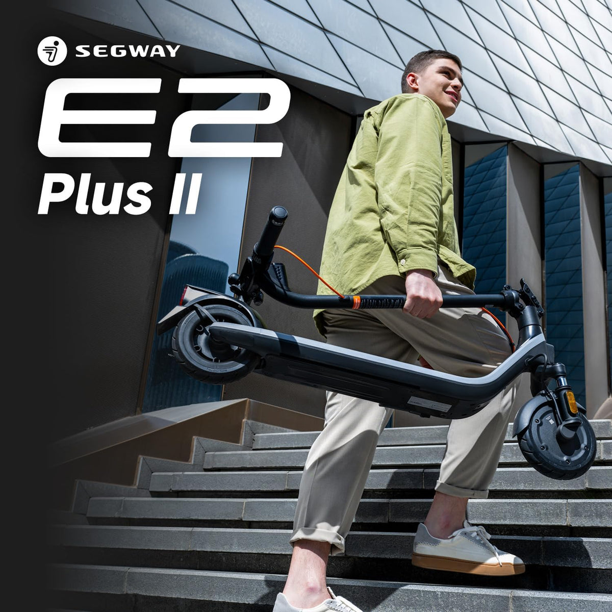 Segway Ninebot E2 Plus II Electric Scooter - 15.5–20 MPH, Long Range, Foldable Design, UL Certified