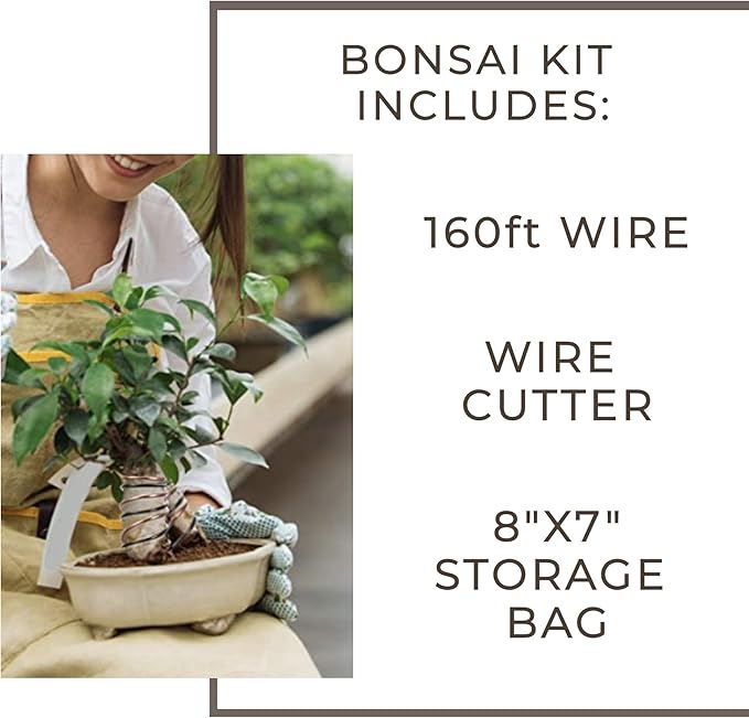 Bonsai Starter Bundle – Premium Bonsai Soil 8.2QT + Tree Training Wire Kit 160ft with Cutter & Canvas Bag – Complete Bonsai Care & Wiring Set for Beginners & Pros
