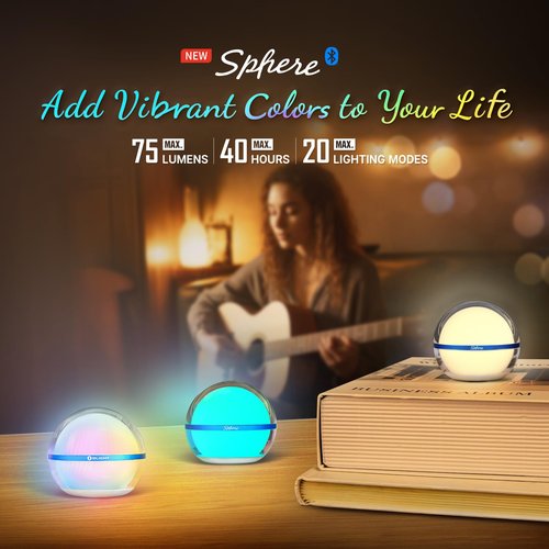 OLIGHT IMINI 2 EDC Rechargeable Keychain Flashlight with Sphere Smart Night Light, 75 lumens Stepless Dimming Table Lamp