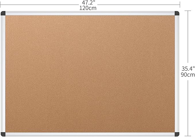 VIZ-PRO Cork Notice Board, 48 X 36 Inches