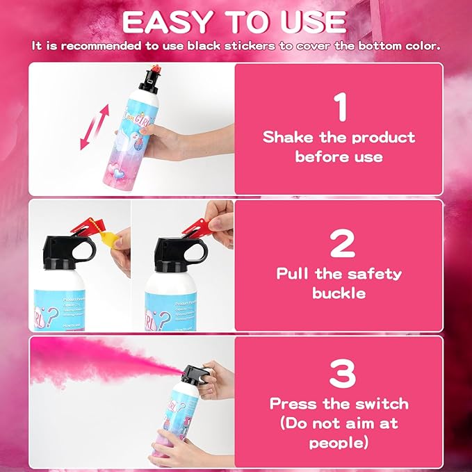 Gender Reveal Fire Extinguisher, 2 Pack Girl Gender Reveal Ideas Party Decor, Biodegragable Gender Reveal Party Supllies (Large)