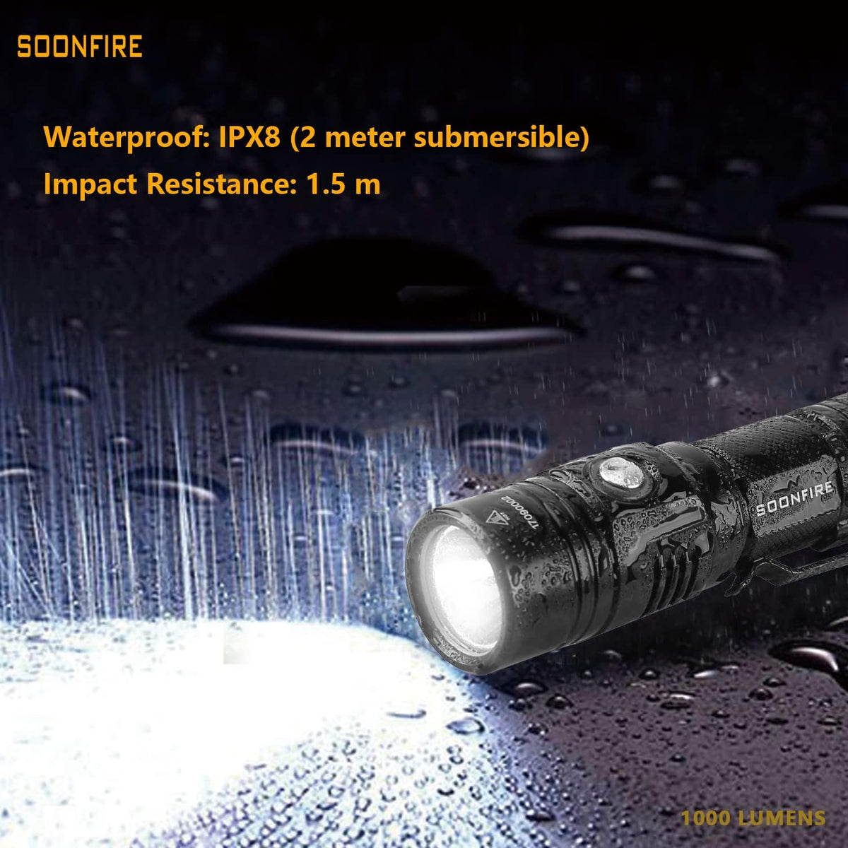 Skiennix 1000 Lumens LED Flashlight - USB Rechargeable, Waterproof, Compact EDC for Camping & Security