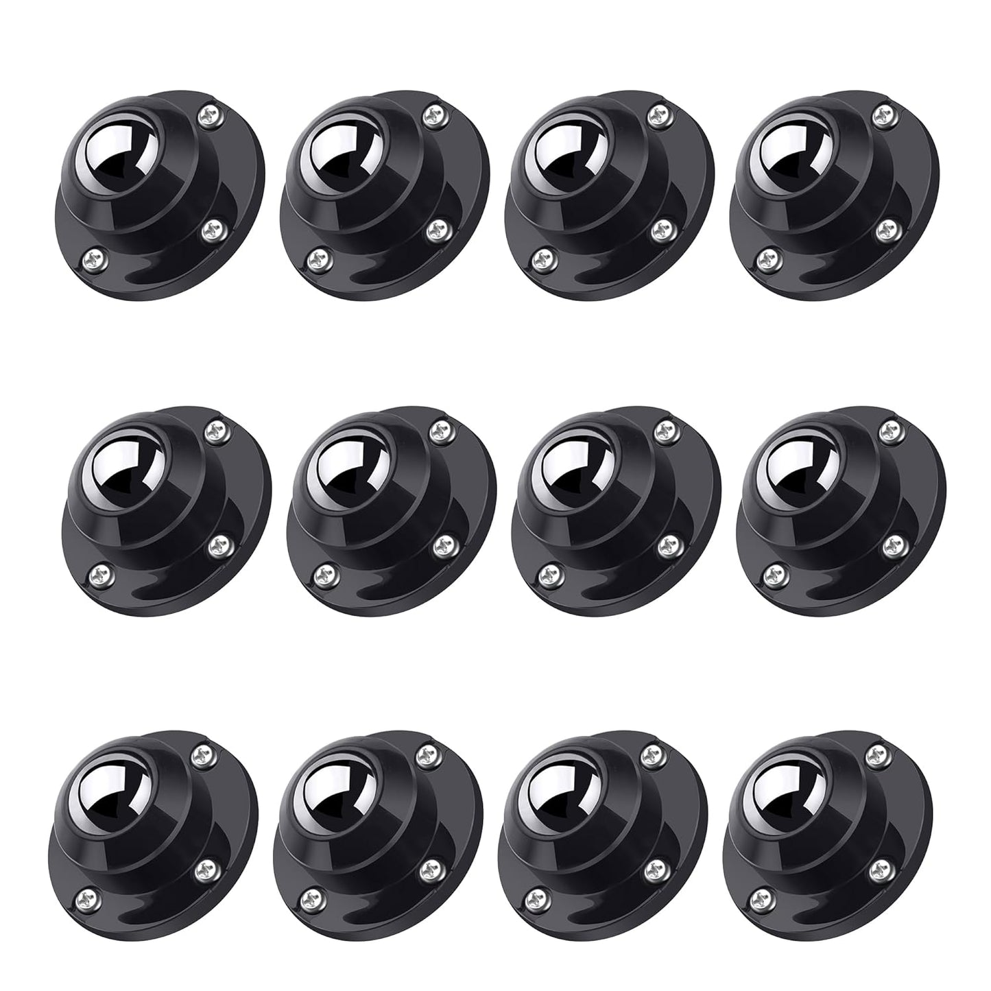 PlusRoc 12 Pack Self Adhesive Caster Wheels 1 Inch for Furniture Mop Bucket, Load Capacity 28LBS Per Wheel, Low Profile Swivel Wheels for Small Appliance Storage Bins
