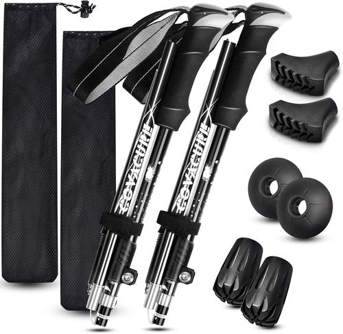 Covacure Trekking Poles Collapsible Hiking Poles - Aluminum Alloy 7075 Trekking Sticks with Quick Lock System, Telescopic, Collapsible, Ultralight for Hiking, Camping