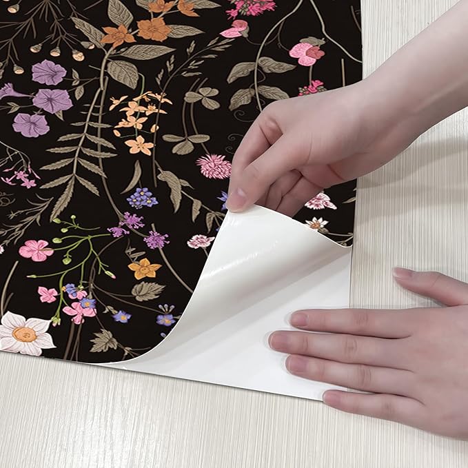 JiffDiff Floral Wallpaper Peel and Stick- Farm Wildwood Daisy Flower Stick on