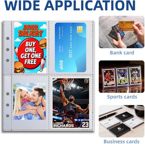 60 Pcs A5 Card Sleeves - Clear Plastic Protector Pages for Trading Cards, Baseball Cards & Photos
