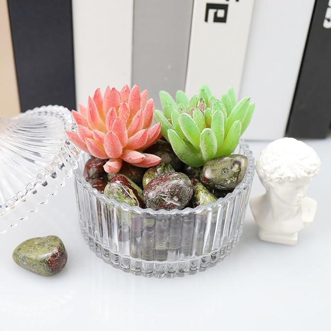 QINJIEJIE Dragon Bloodstone Polished Stones Tumbled Crystals Bulk Gemstones Healing Crystal Rocks Set Decorative Landscape Quartz Real Reiki Stone for Vase Home Decor Energy Witchcraft Gifts 0.5 LBS