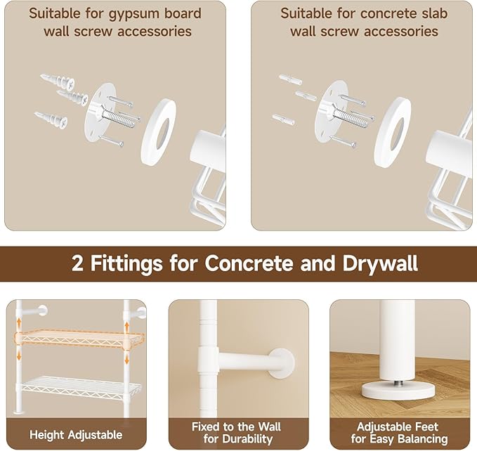 L2 Wall Mounted Closet System, Industrial Pipe Clothing Rack Clothes Racks