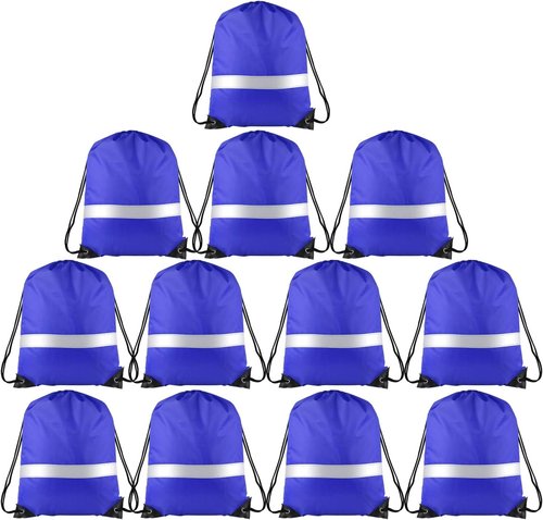 KUUQA 15 Pack Drawstring Backpack Bag Bulk Reflective Backpack String Bags Cinch Sack Backpack for Team Yoga Sport Gym Traveling