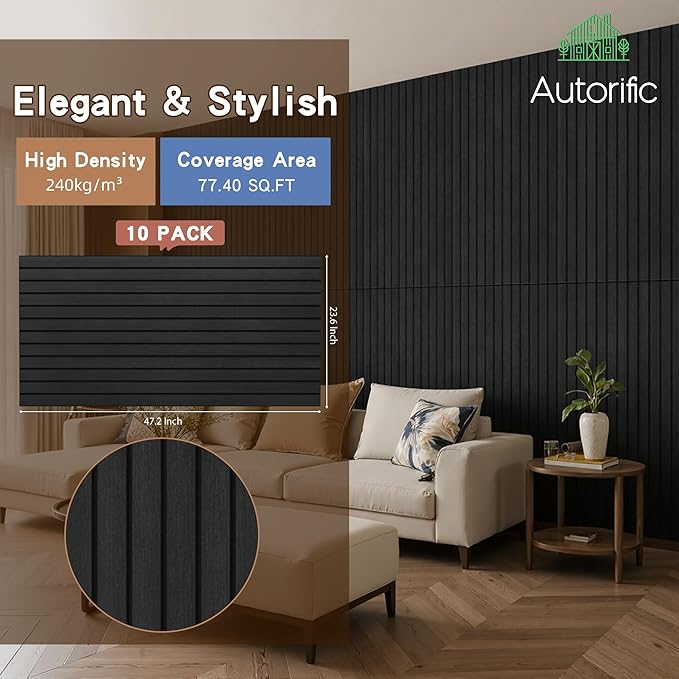 10 Pack Acoustic Panels, 47.2”x23.6” Decorative Large Acoustic Wall Panels
