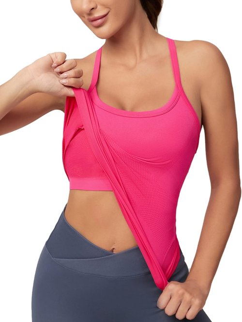 MathCat Workout Tank Tops - Sleeveless Gym Shirts with Built-In Bra | Seamless Racerback Design