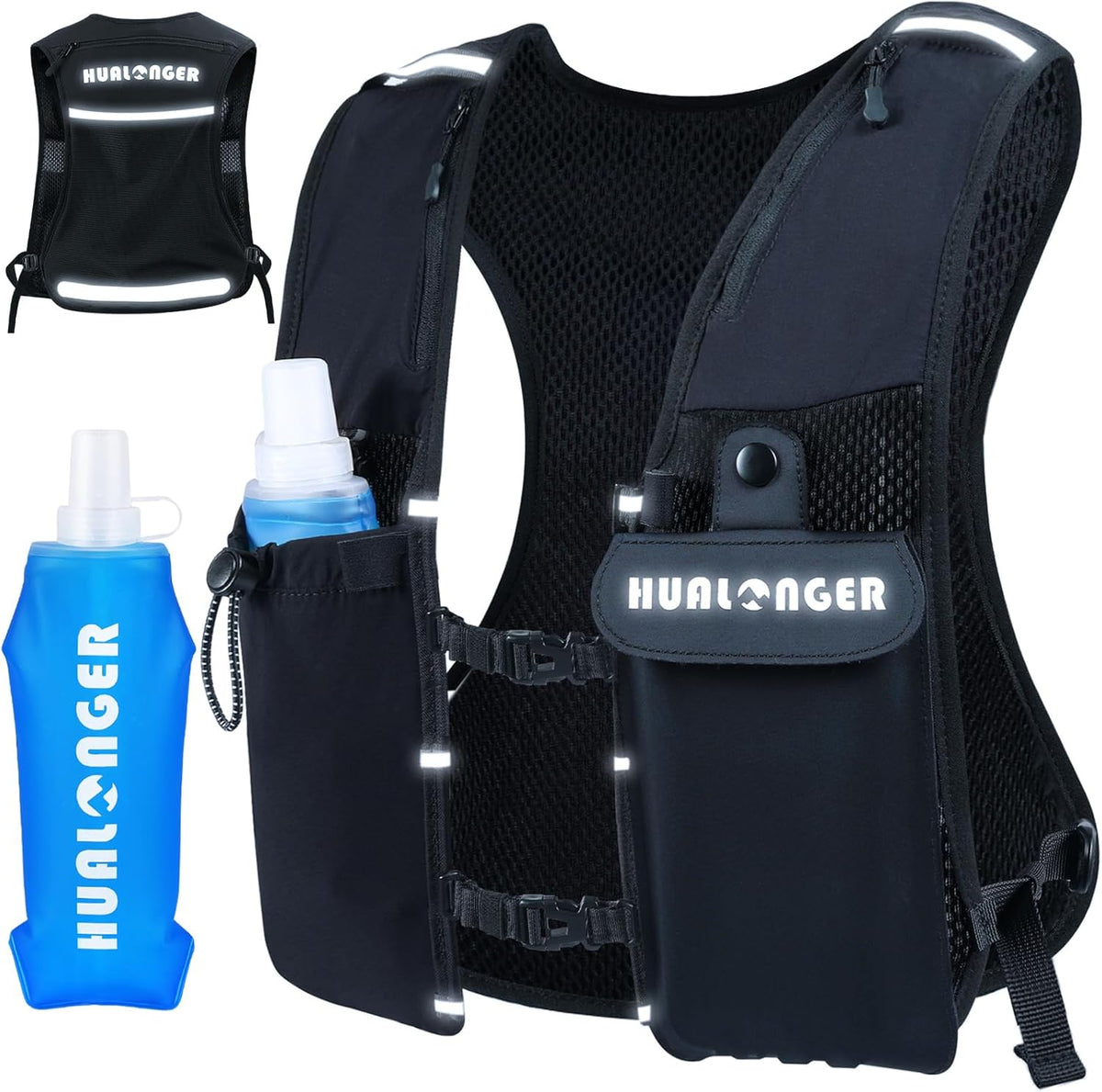 Skiennix Running Hydration Vest - Lightweight Breathable Pack with 500ml Flask | Adjustable Reflective Straps for Trail Running & Cycling