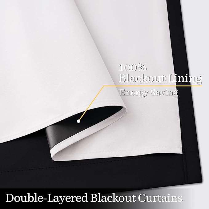Yakamok 100% Blackout Curtain Panels 84 inches Cold and Light Blocking Drapes