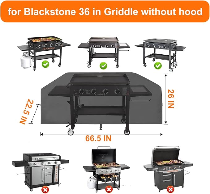 Griddle Cover 600D Heavy Duty for Blackstone 36 Inch Griddle Cover Flat Top Grill Cover Blackstone Cover Accessories BBQ Gas Grill Cover Waterproof Windproof Weather