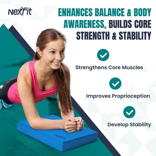 NexFit High-Density Balance Pad - Durable TPE Foam Balance Pad Physical Therapy , Foam Exercise Pad with Non-Slip Surface, Lightweight for Home & Gym Workouts, Core Strength & Balance Enhancement (Blue)
