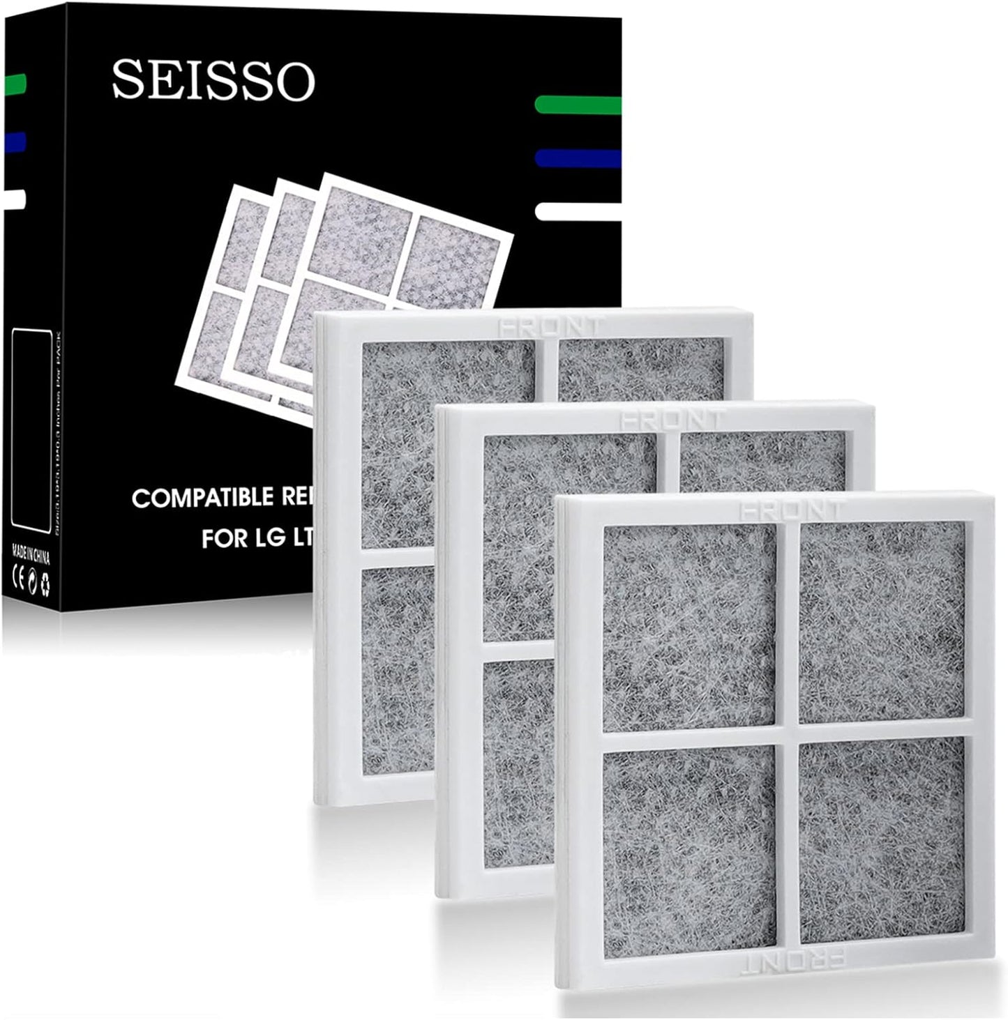SEISSO LT120F Fresh Refrigerator Air Filter Replacement for LG, Compatible with Kenmore - Freshen up Refrigerator Air, Absorb Odors - 3 Packs