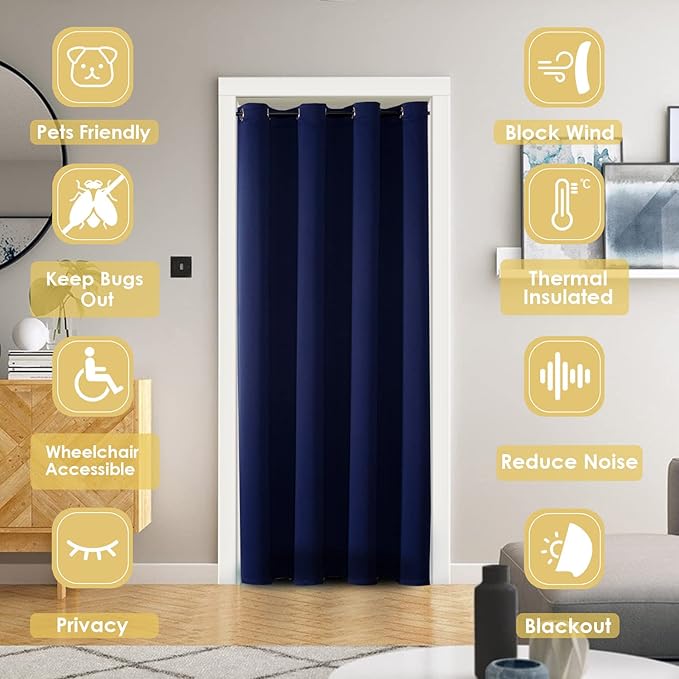 ChrisDowa Blackout Door Curtains