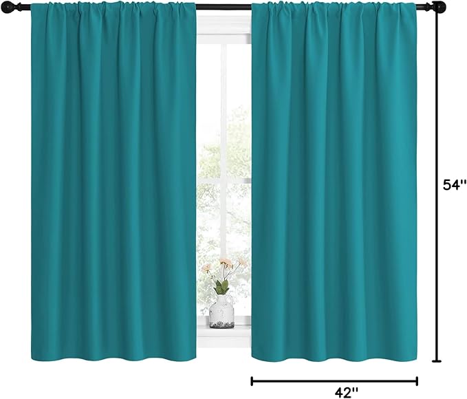 NICETOWN Peacock Blue Blackout Curtains Panels