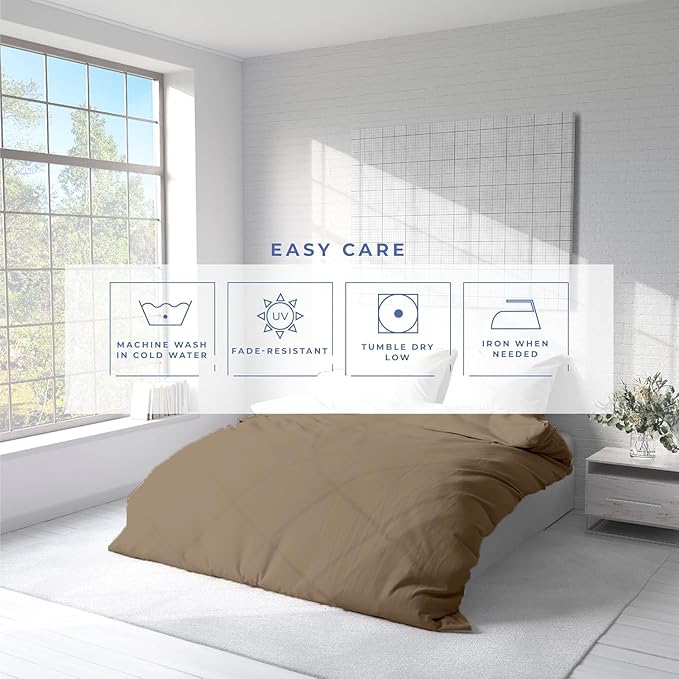 Kotton Culture 1 Pc Queen Size Duvet Cover Only -100% Egyptian Cotton Sateen 600 Thread Count Ultra Soft Premium Durable Comforter Cover Zipper Closure & Corner Ties (Taupe, Queen/Full 90" X 90")