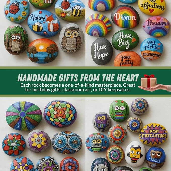 PGN 80 Large River Rocks for Painting - Stimulate Your Children’s Creativity with Our Painting Rocks for Kids - Flat and Smooth - Fun & Engaging Rock Painting with The Family - 2-4 Inches