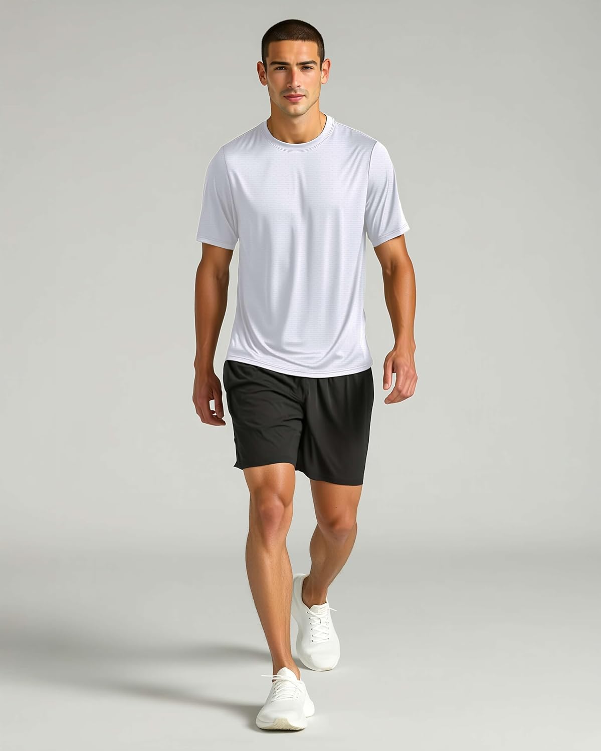 Real Essentials Men's Breeze Tech Crew Neck Workout T-Shirts - 5 Pack, Moisture-Wicking Athletic Shirts (Big & Tall)
