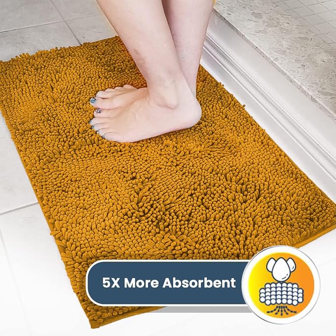 Muddy Mat® | Super Water Absorbent Door Mat Indoor, Microfiber Quick Dry Chenille Entryway Rug, Slip Resistant Front Door Mat, Indoor Mats for Entryway, Machine Washable Pet Rug, Gold 36" x 72"