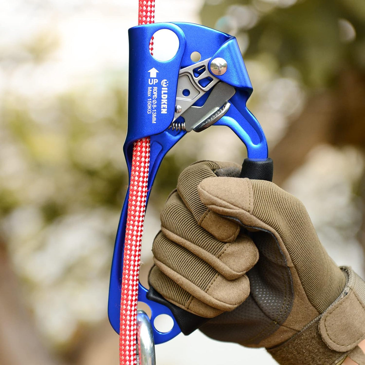 WILDKEN Climbing Hand Ascender Outdoor Mountaineering Tree Arborist Climbing Rappelling Equip Hand Ascender for 8-14MM Rope Left Right Hand Ascender