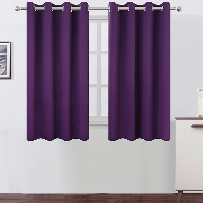 LEMOMO Purple Thermal Blackout Curtains/52 x 54 Inch/Set of 2 Panels Room