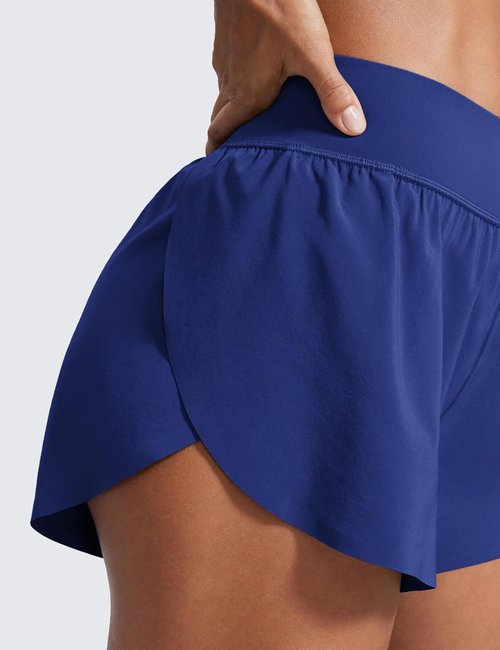 CRZ YOGA High Waisted Running Shorts - Comfy Mesh Liner for Women | Quick Dry, 3" Split Design