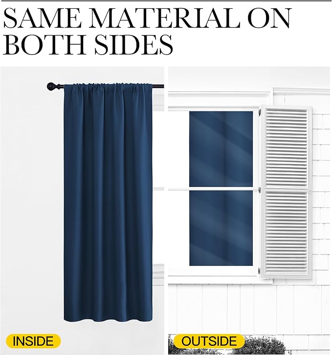 NICETOWN Kitchen Curtains, Moroccan Blue, Short Blackout Curtains & Drapes