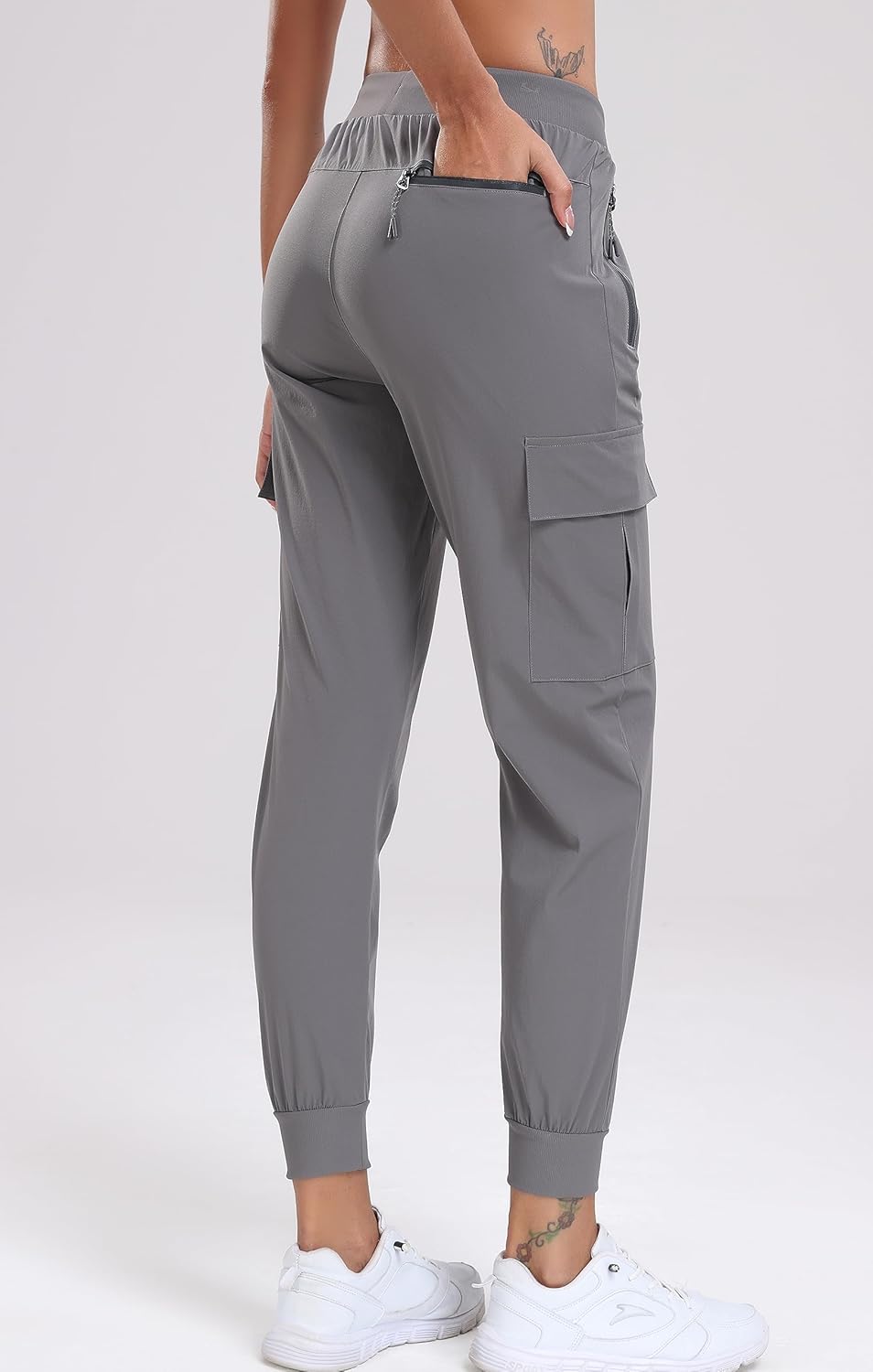 Oalka Women's Lightweight Cargo Hiking Pants - Quick Dry Travel Joggers with Pockets