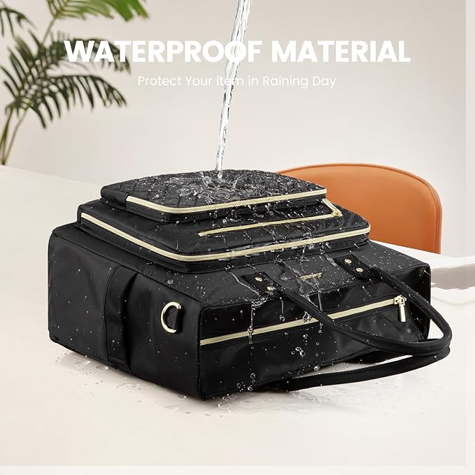 LOVEVOOK Laptop Tote Bag for Women, Work Bags Computer Laptop Bag, Teacher Tote Bag, Professional Briefcase Business Large Purses Handbag, Black, 17 Inch