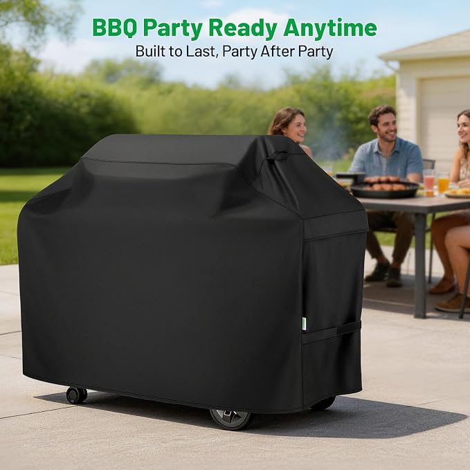 Grill Cover for Outdoor Grill 65 Inch, Arborlily Heavy Duty Waterproof Gas BBQ Grill Cover for Weber, Char-Broil, Nexgrill, Windproof BBQ Barbecue Cover with Straps/Air Vents & Handles, Black