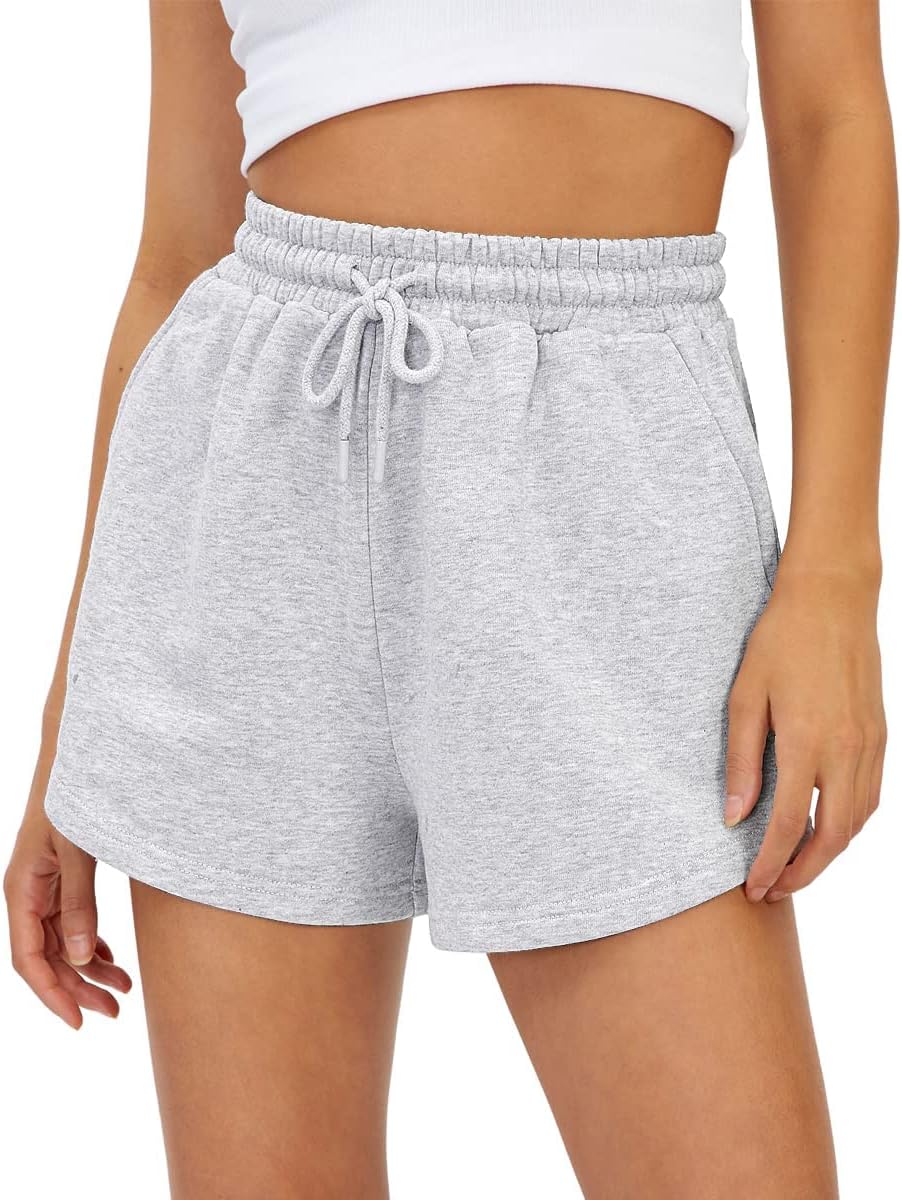 AUTOMET Women's High Waist Lounge Shorts - Soft Casual Sweat Shorts with Pockets for Summer & Travel