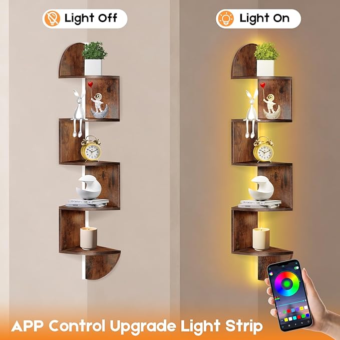 Corner Shelf, 5 Tier Corner Shelf Wall Mounted