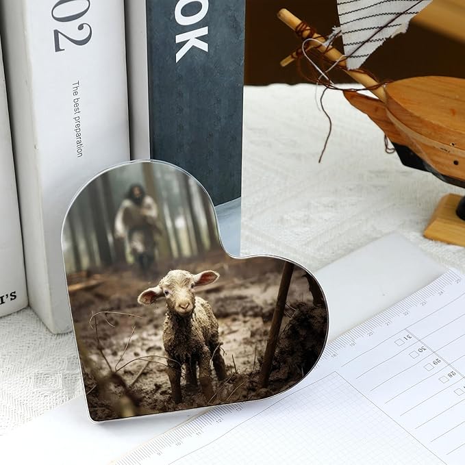 Christian Jesus and Lamb Decor ,Spiritual Thank you Gifts for catholic Women,christians ,Mom,Sister,Friends,Mother's, Female Coworker-Religious Home Decor for Birthday,Christmas,Everyday Encouragement(4"x4")D-237