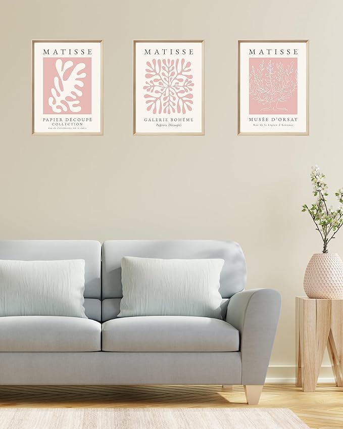 Framed Matisse Pink Canvas Wall Art, Abstract Matisse Canvas Wall Decor