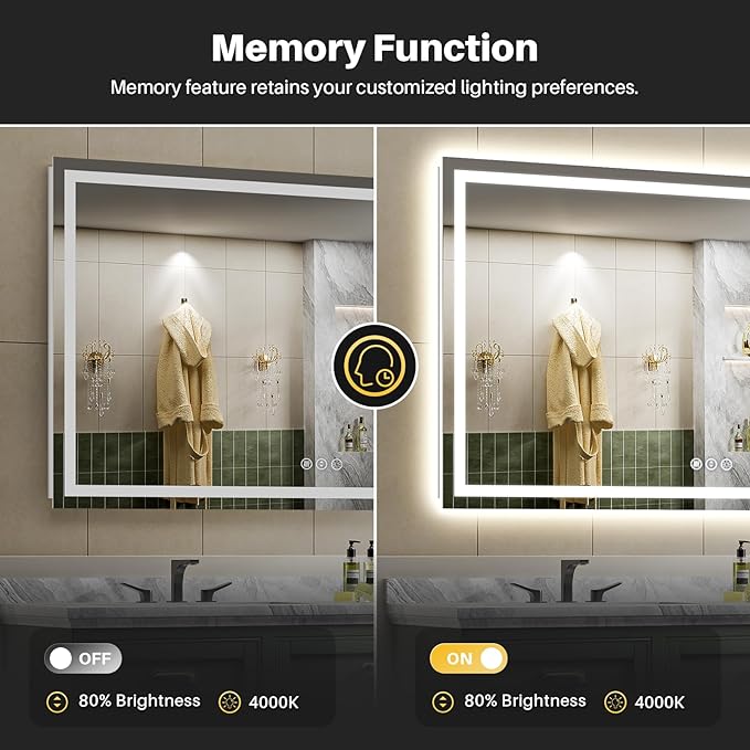 Briivue 68x40 Inch LED Bathroom Mirror