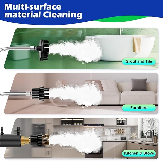 Steam Cleaner,2500W High Temperature High Pressure Steam Cleaner with 3 Brush Heads, Portable Steam Cleaners with 1.5L Tank For Car Detailing Kitchen Bathroom Floors(White)