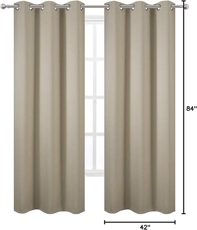 LEMOMO Beige Blackout Curtains/42 x 84 Inch/Set of 2 Panels Room Darkening