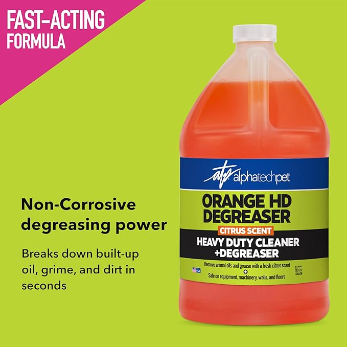 Orange HD Degreaser - Citrus Heavy Duty Degreaser and Cleaner for Tough Stains and Grease, Fast-Acting, Non-Corrosive Cleaner, 1 Gallon by Alpha Tech Pet
