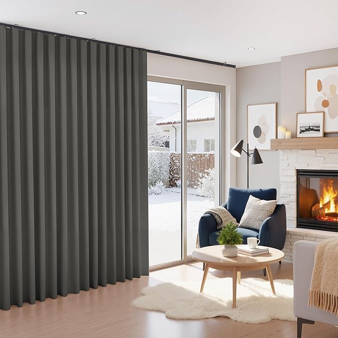 RYB HOME Full Blackout Curtain for Sliding Glass Doors/Theater, Thermal