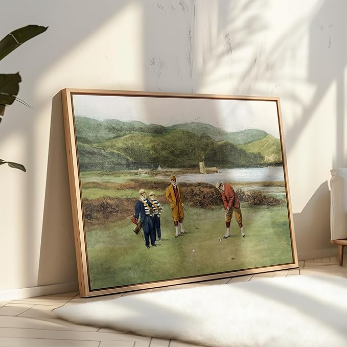 Poster Master Golf Course Print - The Putting Green Painting Poster - Golf & River Art - Landscape Wall Design - Sports Art - Great Office or Living Room Wall Decor - 24x32 Unframed Wall Art