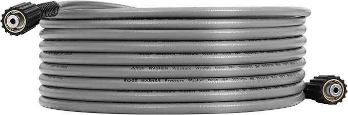 RIDGE WASHER Pressure Washer Hose 25FT, Kink Resistant Hoses Replacement with M22 14 Fitting, 1/4 Inch Power Washer Hose?€?s Applied for Most Pressure Washer Accessories, 3600 PSI