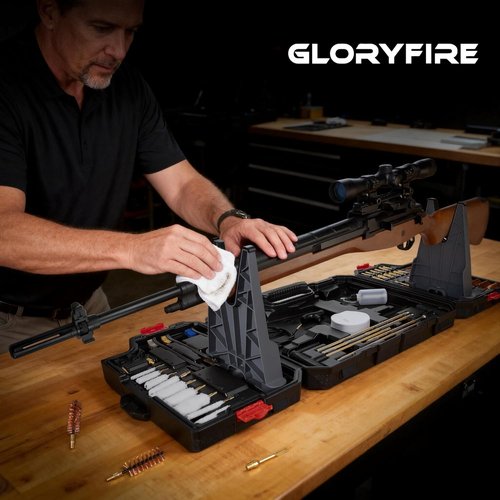 GLORYFIRE Elite Gun Cleaning Kit - Universal Cleaner for Shotguns & Pistols | Includes Plastic Holder & Reinforced Rods