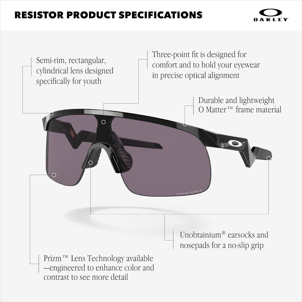 Oakley Kids' Oj9010 Resistor Sunglasses - Stylish UV Protection | Durable & Lightweight Design